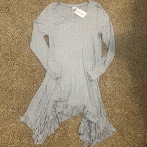 NWT Womens Midi Ruffle Long Sleeve Dress||Grey, Size: Small, Brand: Parker James